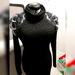 Vintage black dress. Art deco style. Long to med-length dress, with long sleeves